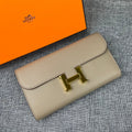 HERMES CLUTCH CONSTANCE 22 KHAKI CALFSKIN GOLD HARDWARE