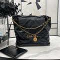 CHANEL LARGE 42 HANDBAG IN BLACK CALFSKIN GOLD HARDWARE