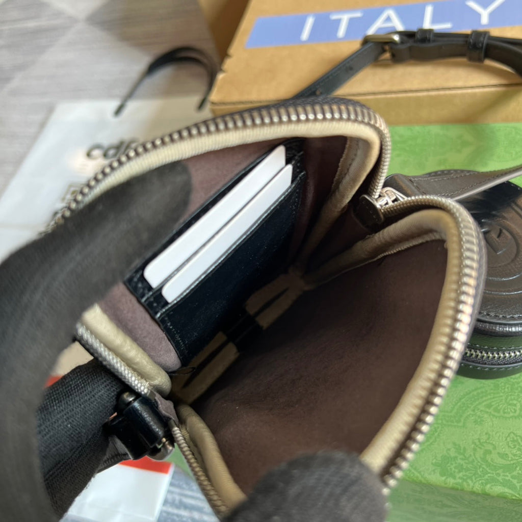 GUCCI MINI BAG 17 IN BLACK CALFSKIN AND CANVAS
