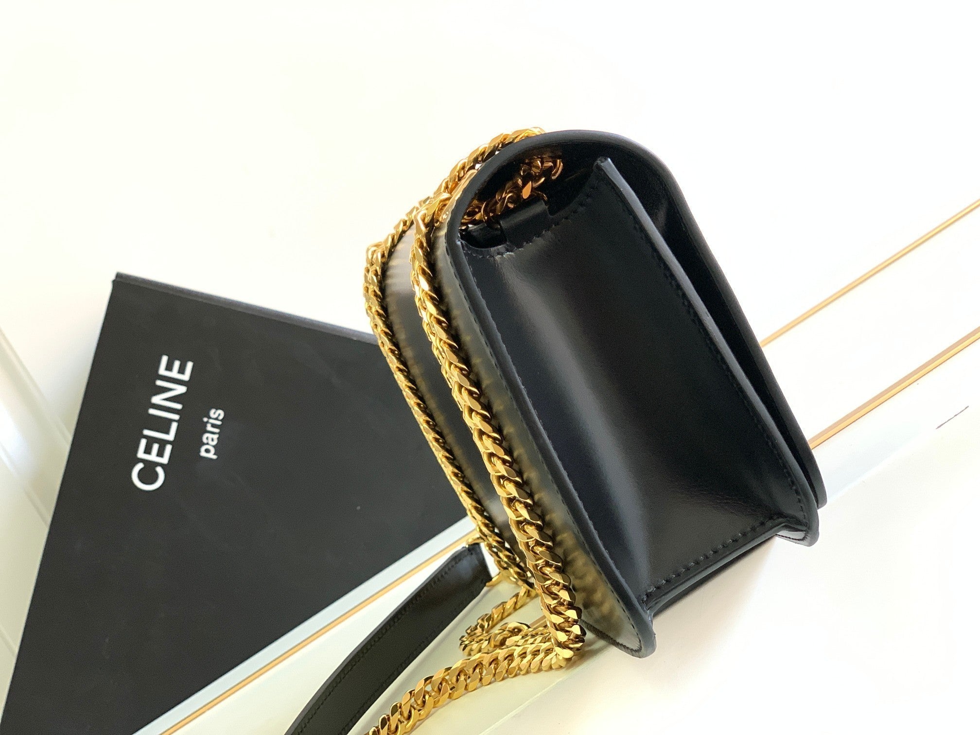 CELINE TRIOMPHE FRAME 23 BLACK CALFSKIN