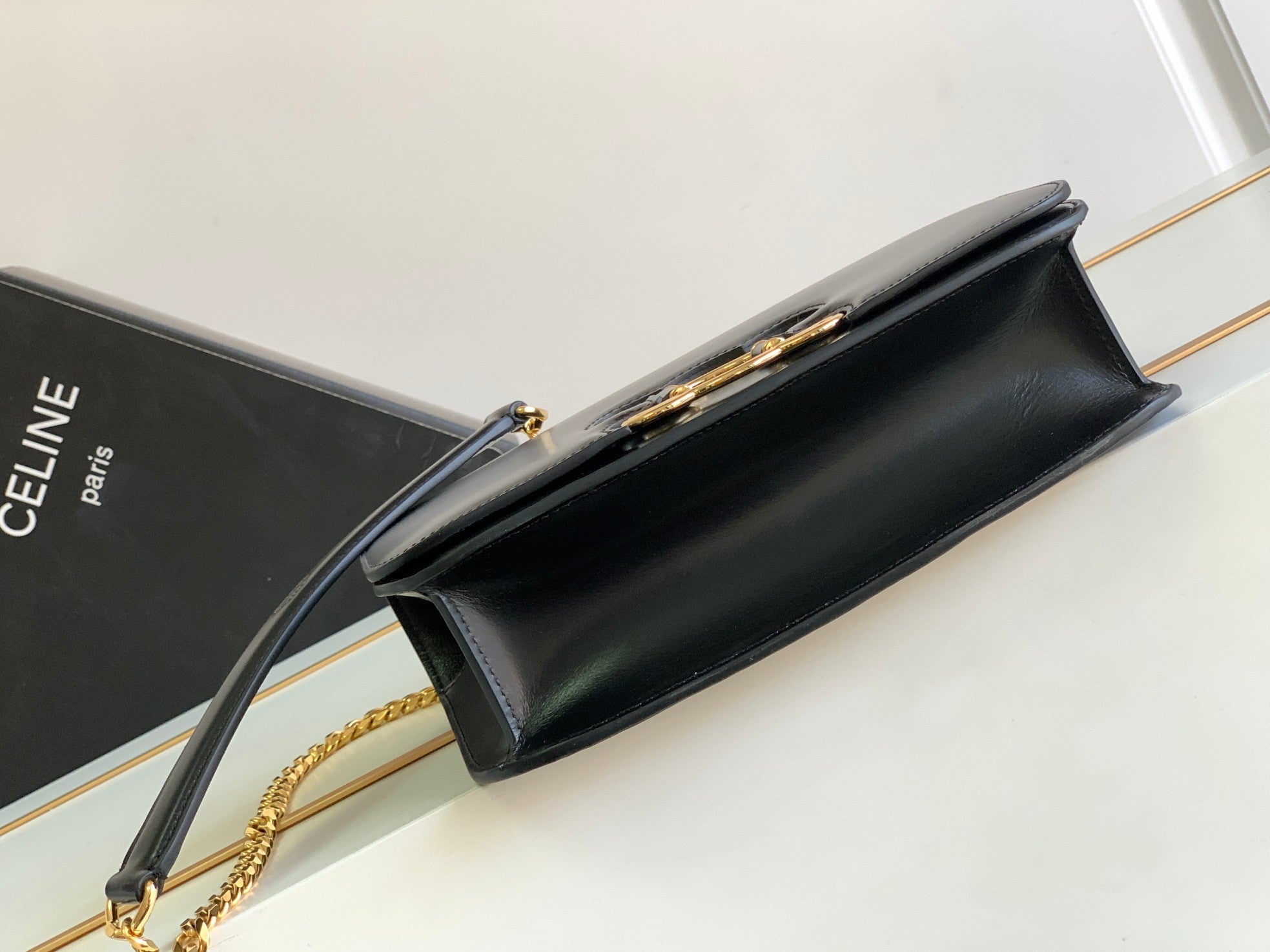 CELINE TRIOMPHE FRAME 23 BLACK CALFSKIN