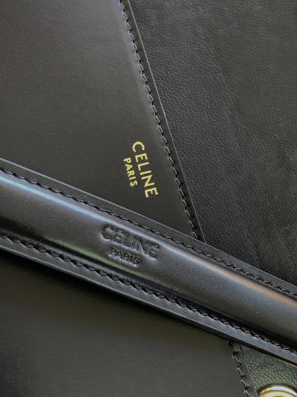 CELINE TRIOMPHE FRAME 23 BLACK CALFSKIN