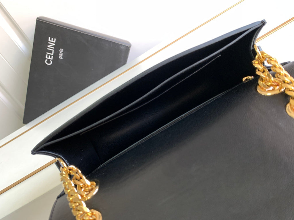 CELINE TRIOMPHE FRAME 23 BLACK CALFSKIN