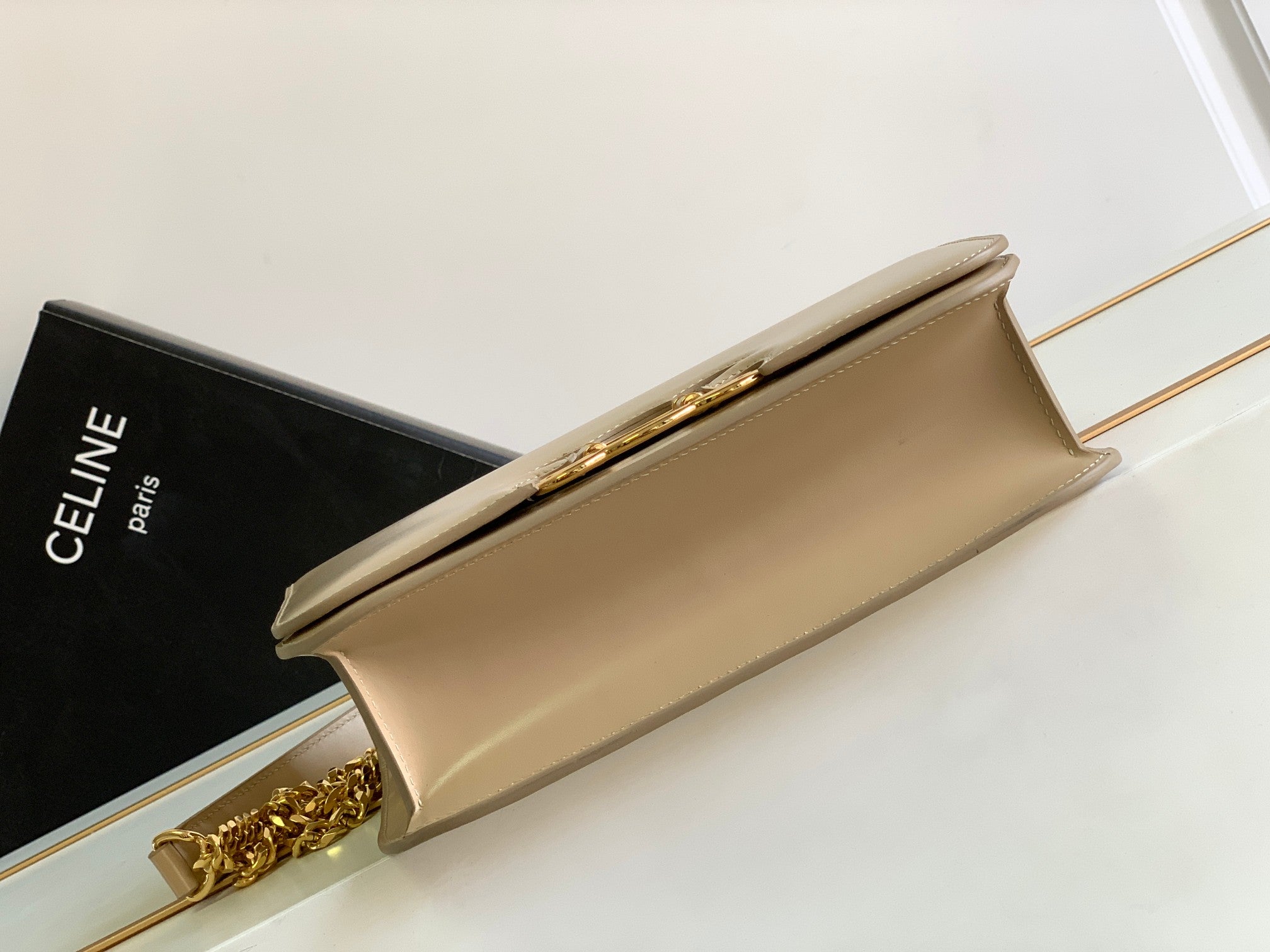CELINE TRIOMPHE FRAME 23 BEIGE CREAM CALFSKIN