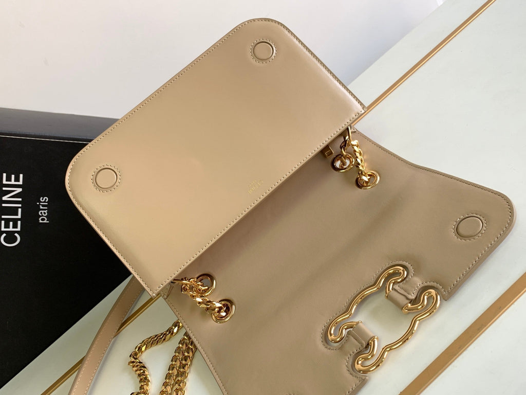 CELINE TRIOMPHE FRAME 23 BEIGE CREAM CALFSKIN