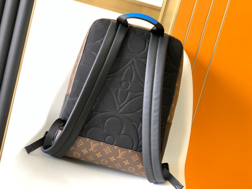 LOUIS VUITTON DEAN BACKPACK 42 IN BLUE AND BROWN MONOGRAM CANVAS