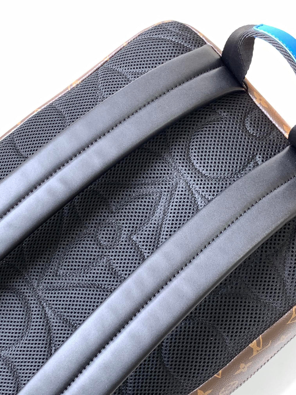 LOUIS VUITTON DEAN BACKPACK 42 IN BLUE AND BROWN MONOGRAM CANVAS