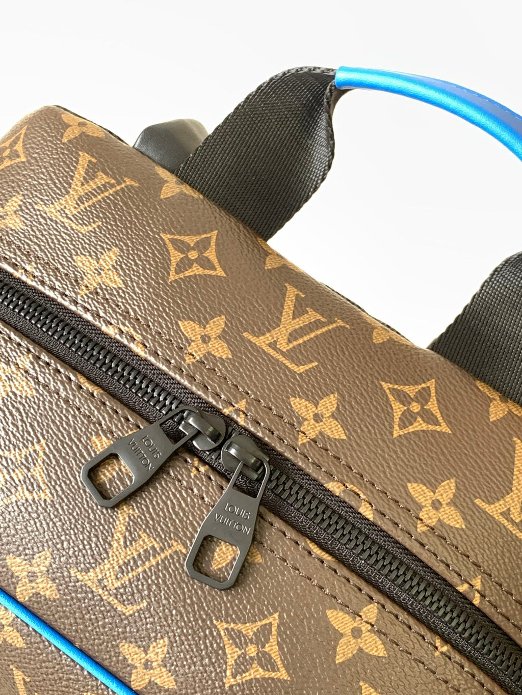 LOUIS VUITTON DEAN BACKPACK 42 IN BLUE AND BROWN MONOGRAM CANVAS