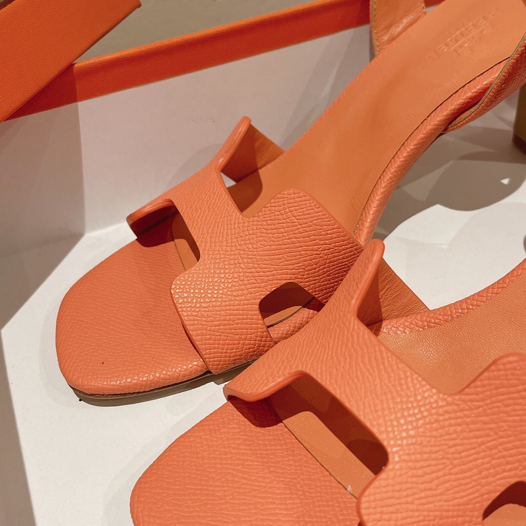 HERMES SLINGBACK SANDAL ETERNITE 75 CANTALOUPE LAMBSKIN
