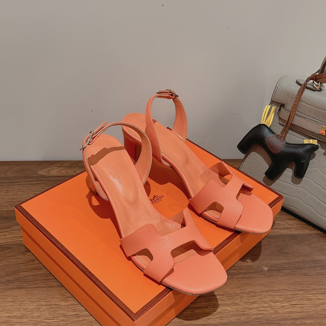 HERMES SLINGBACK SANDAL ETERNITE 75 CANTALOUPE LAMBSKIN