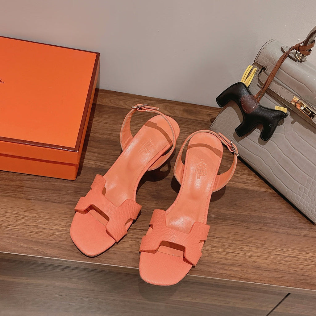 HERMES SLINGBACK SANDAL ETERNITE 75 CANTALOUPE LAMBSKIN
