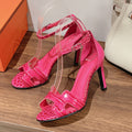 HERMES PREMIERE 105 SANDAL IN WATERMELON PINK CROCODILE LEATHER