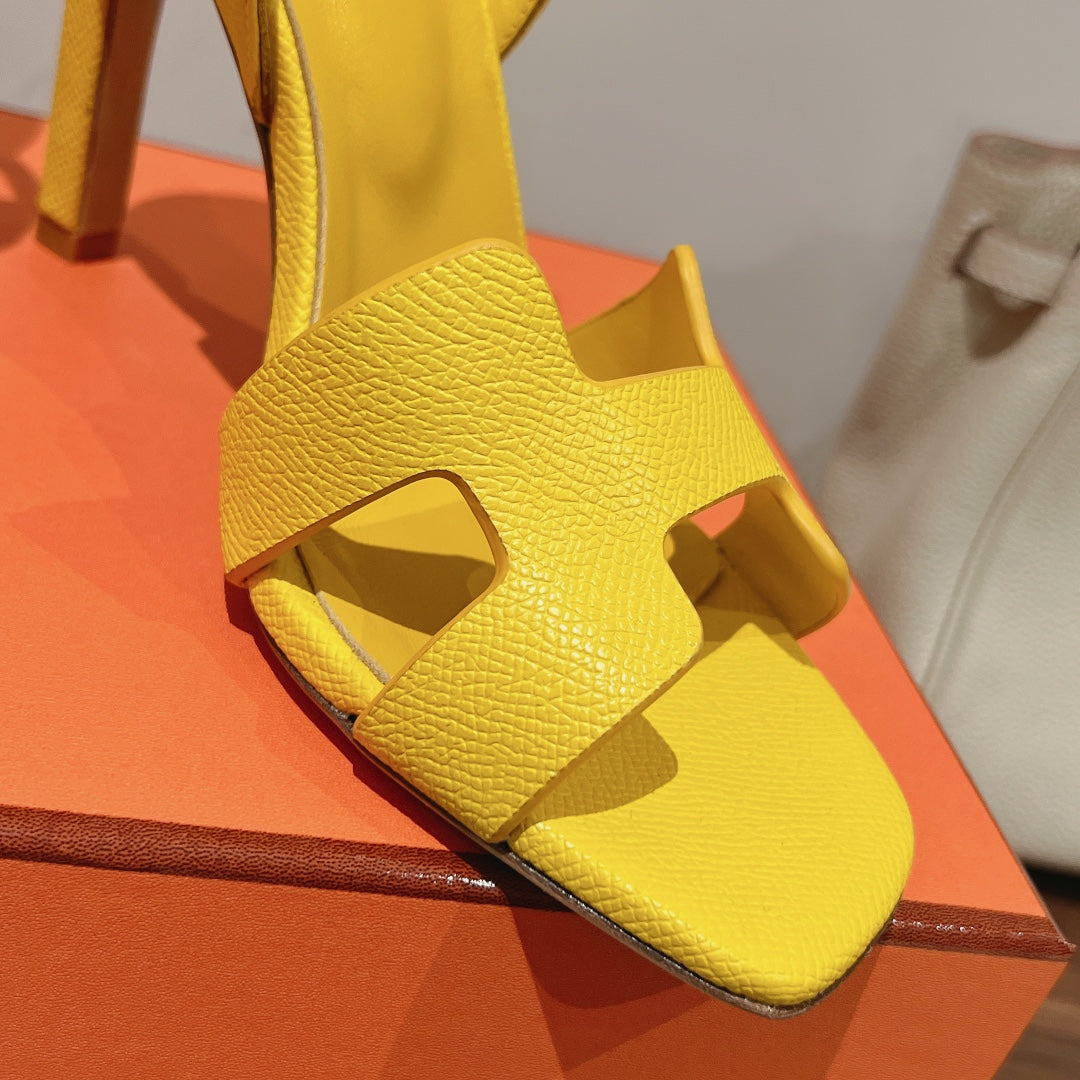 HERMES SLINGBACK SANDAL ETERNITE 105 YELLOW LAMBSKIN