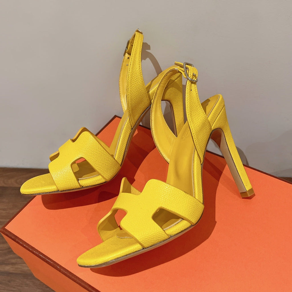 HERMES SLINGBACK SANDAL ETERNITE 105 YELLOW LAMBSKIN