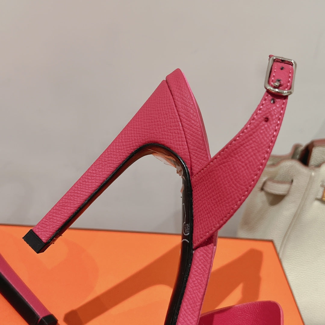 HERMES SLINGBACK SANDAL ETERNITE 105 BRIGHT PINK LAMBSKIN
