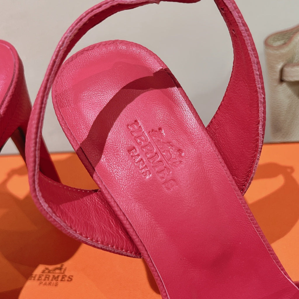 HERMES SLINGBACK SANDAL ETERNITE 105 BRIGHT PINK LAMBSKIN