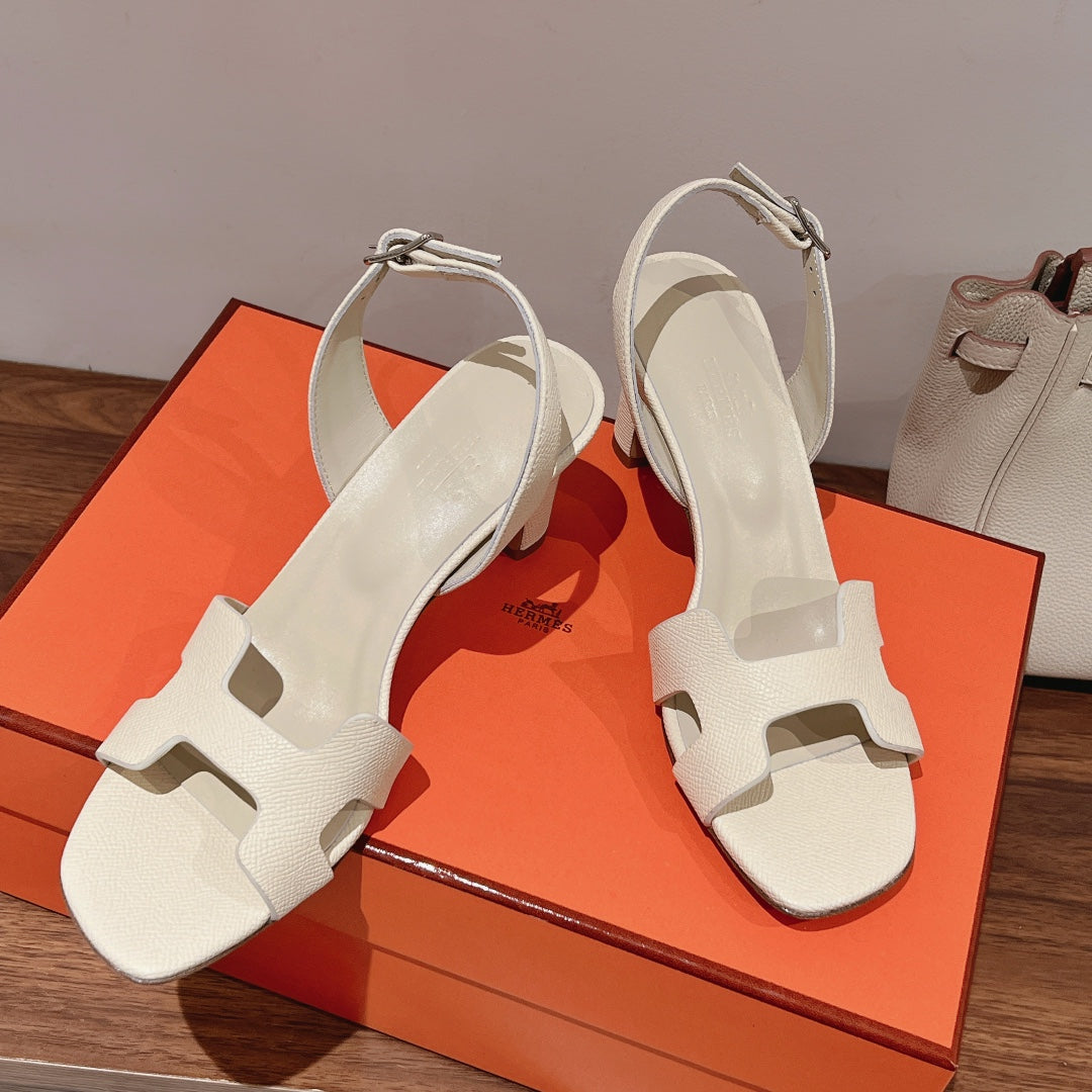 HERMES SLINGBACK SANDAL ETERNITE 75 CREAMY WHITE LAMBSKIN