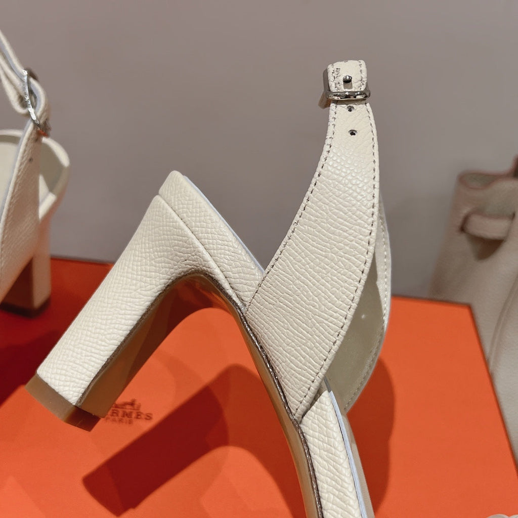 HERMES SLINGBACK SANDAL ETERNITE 75 CREAMY WHITE LAMBSKIN