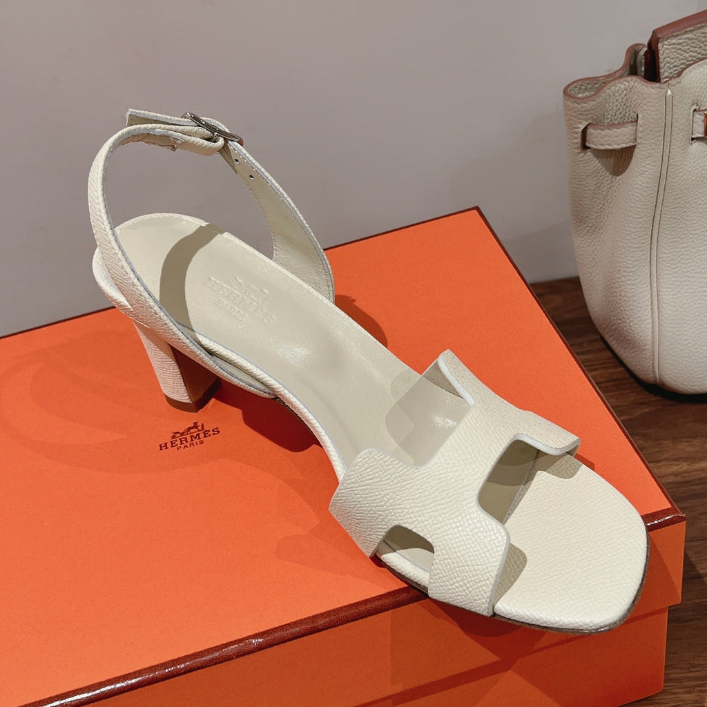 HERMES SLINGBACK SANDAL ETERNITE 75 CREAMY WHITE LAMBSKIN