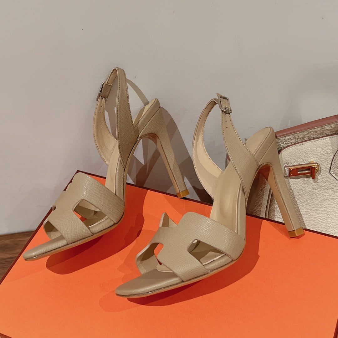 HERMES SLINGBACK SANDAL ETERNITE 105 BEIGE LAMBSKIN