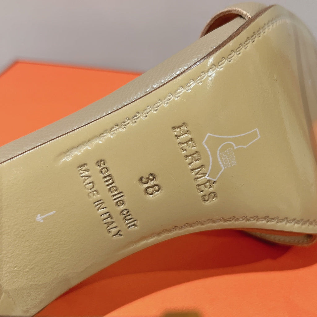 HERMES PREMIERE 115 SANDAL IN SAND BROWN CALFSKIN