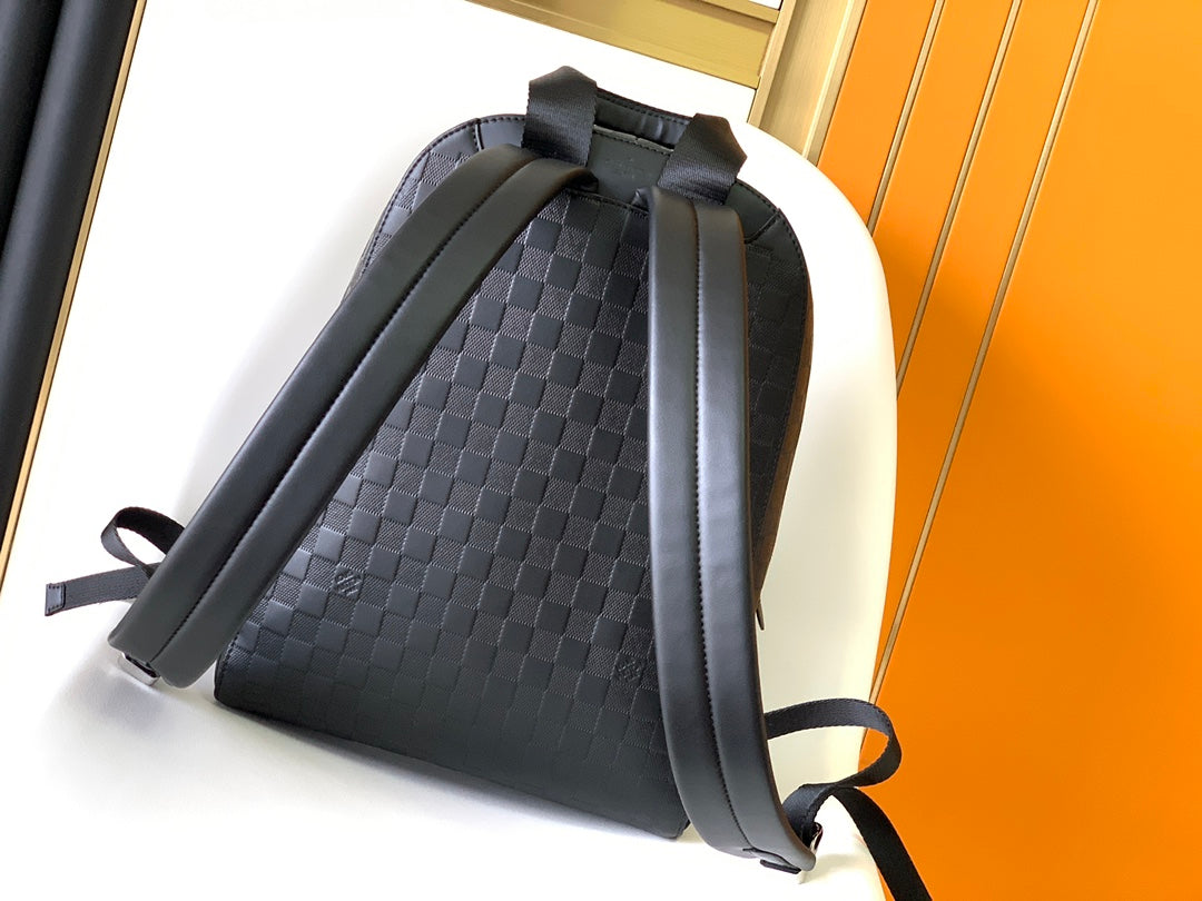 LOUIS VUITTON DAMIER CAMPUS BACKPACK 39 IN BLACK CALFSKIN AND CANVAS