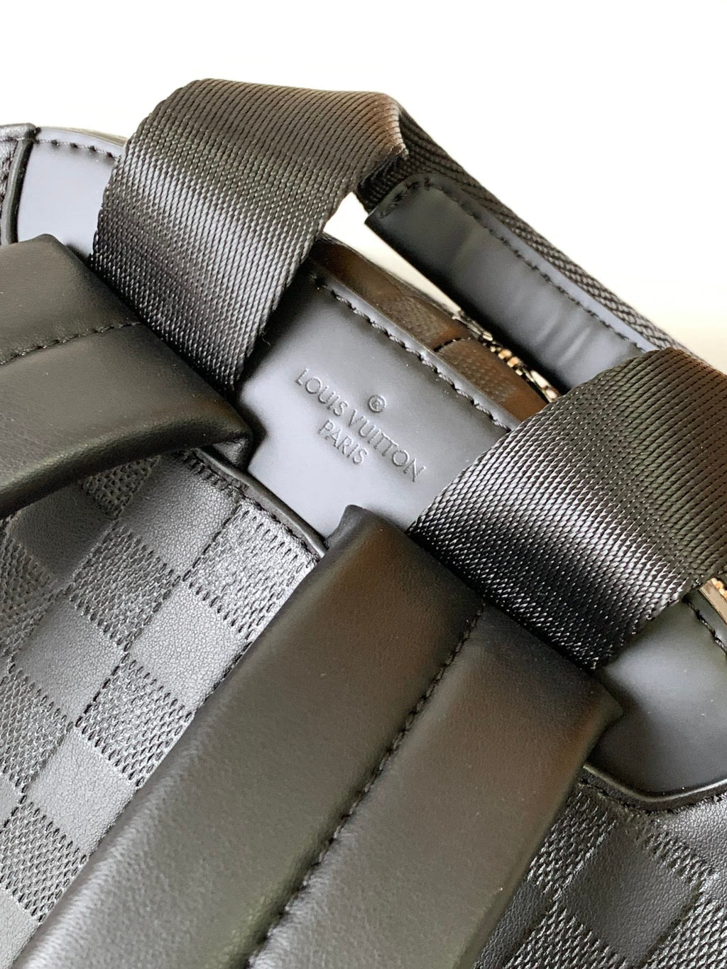 LOUIS VUITTON DAMIER CAMPUS BACKPACK 39 IN BLACK CALFSKIN AND CANVAS