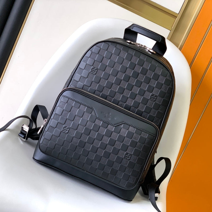 LOUIS VUITTON DAMIER CAMPUS BACKPACK 39 IN BLACK CALFSKIN AND CANVAS