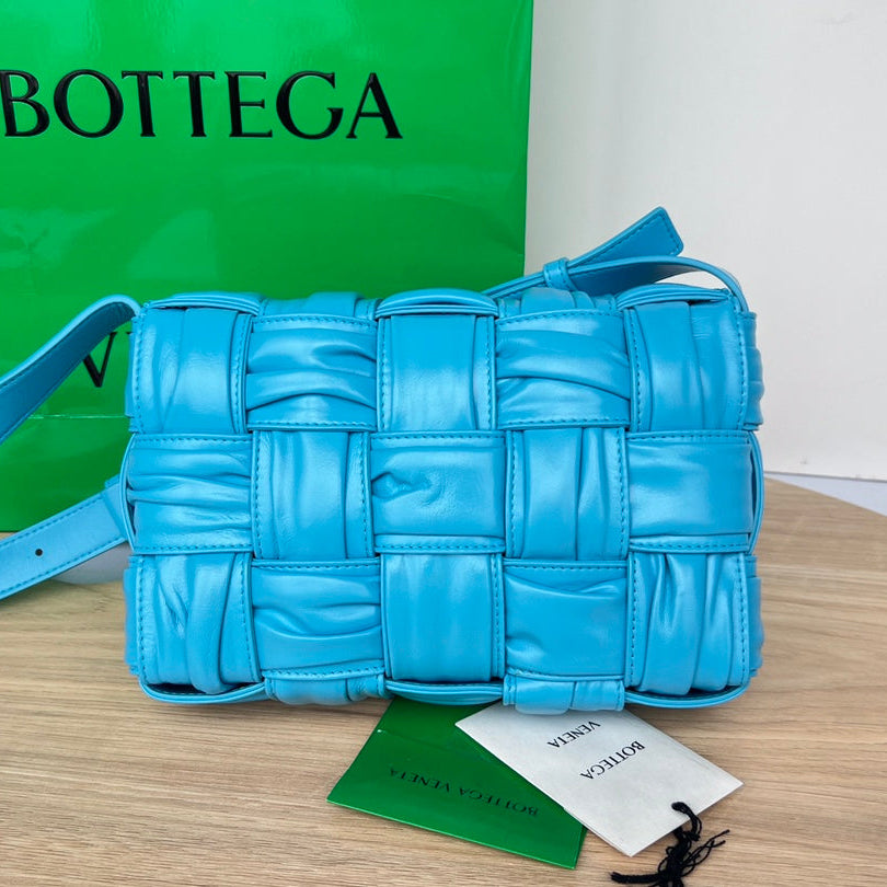 BOTTEGA VENETA CASSETTE 28 IN SKY BLUE SOFT LAMBSKIN
