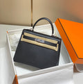 HERMES KELLY 28CM IN NOIR EPSOM CALFSKIN SILVER HARDWARE