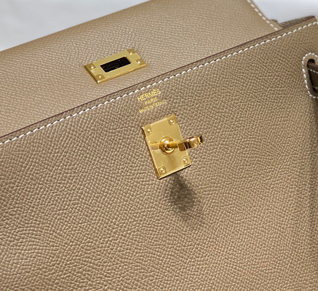 HERMES KELLY 25CM IN ETOUPE EPSOM CALFSKIN GOLD HARDWARE
