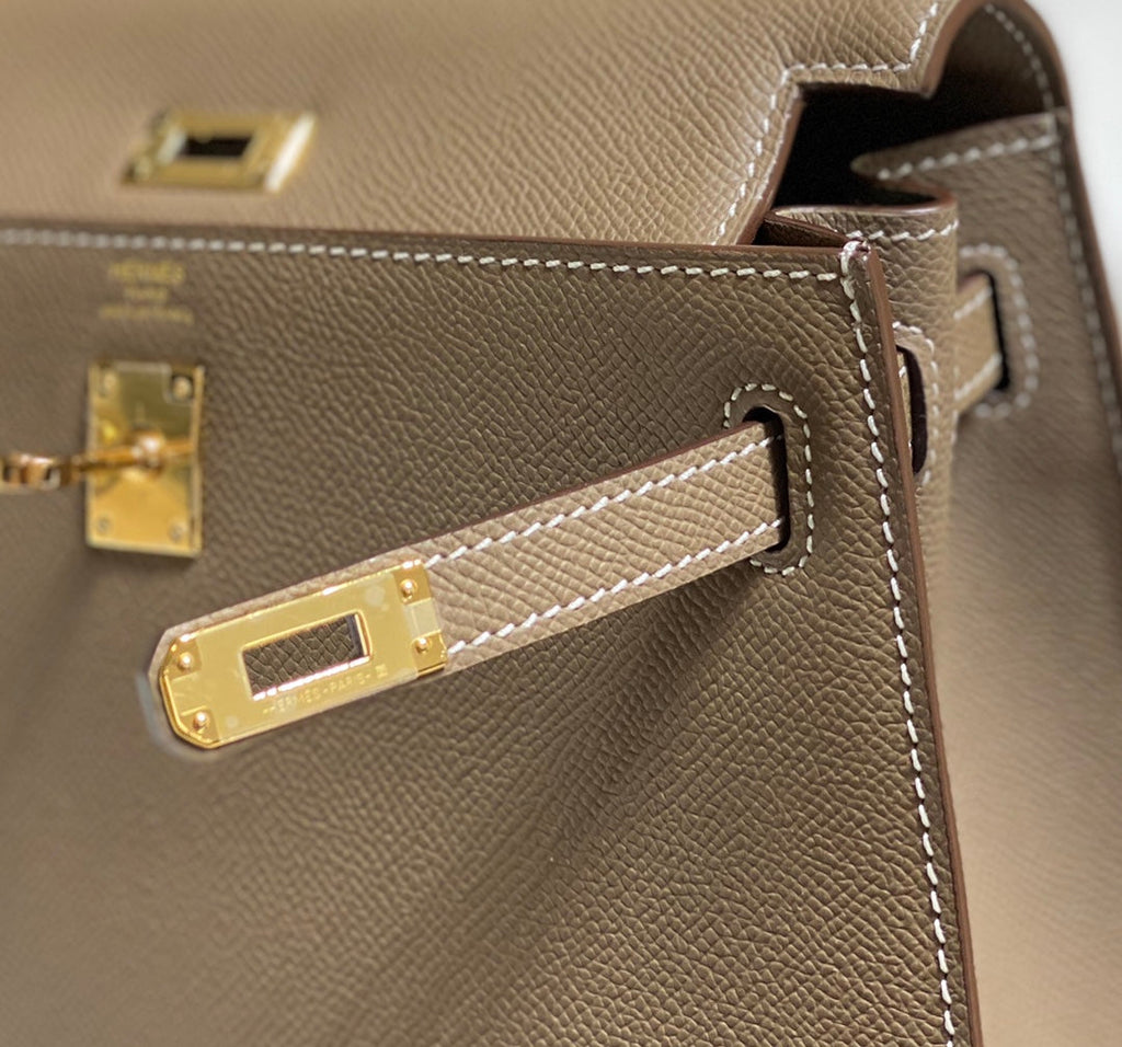 HERMES KELLY 25CM IN ETOUPE EPSOM CALFSKIN GOLD HARDWARE