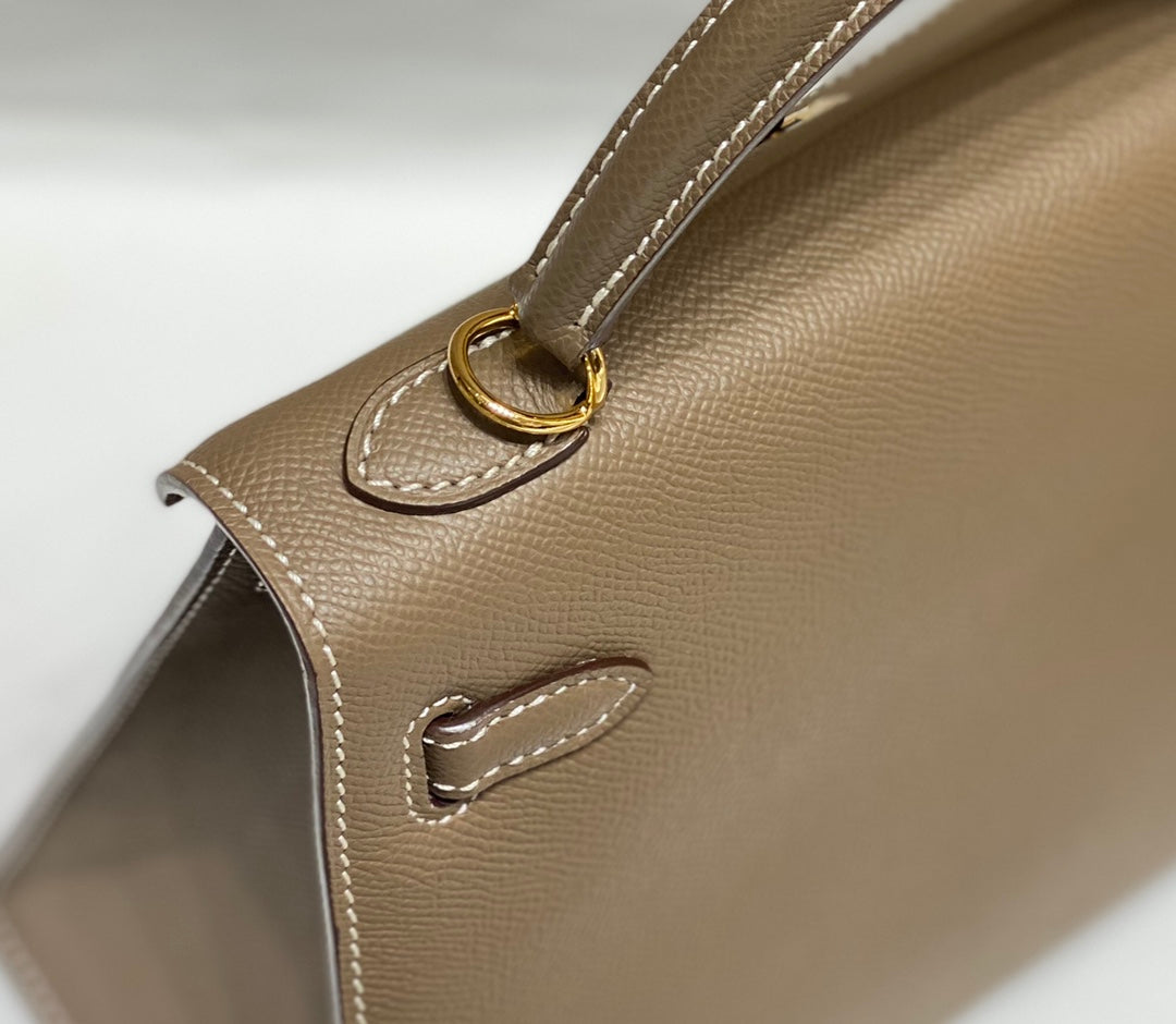 HERMES KELLY 25CM IN ETOUPE EPSOM CALFSKIN GOLD HARDWARE