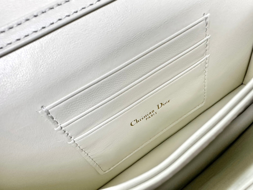 DIOR LADY 21 CHAIN BAG IN WHITE LAMBSKIN