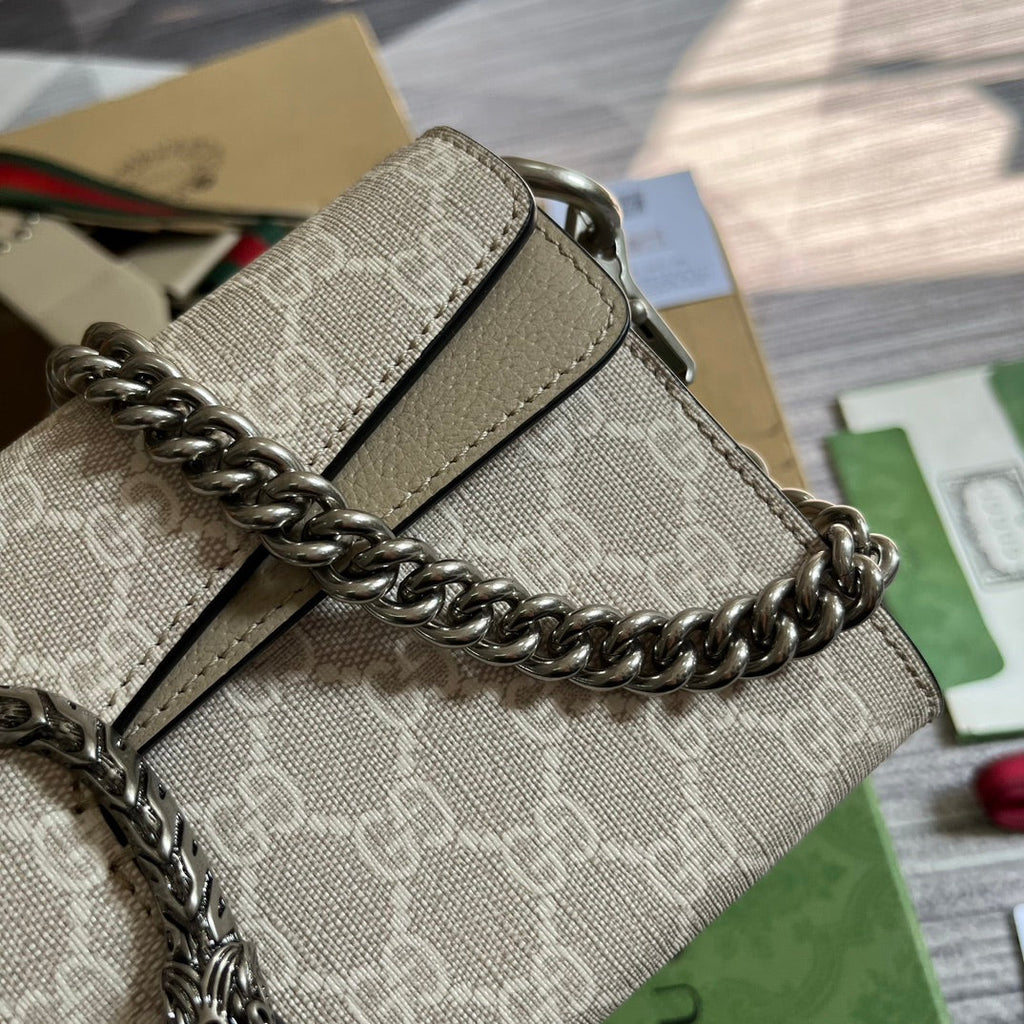 GUCCI DIONYSUS  25 SMALL RECTANGULAR BAG IN BEIGE CANVAS