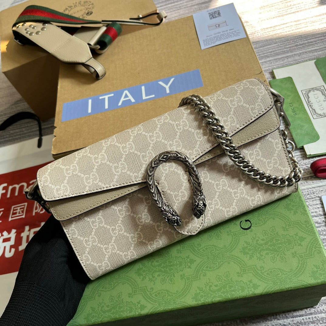 GUCCI DIONYSUS  25 SMALL RECTANGULAR BAG IN BEIGE CANVAS