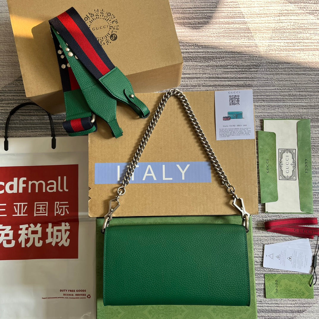GUCCI DIONYSUS SMALL 25 BAG IN EMERALD GREEN CALFSKIN