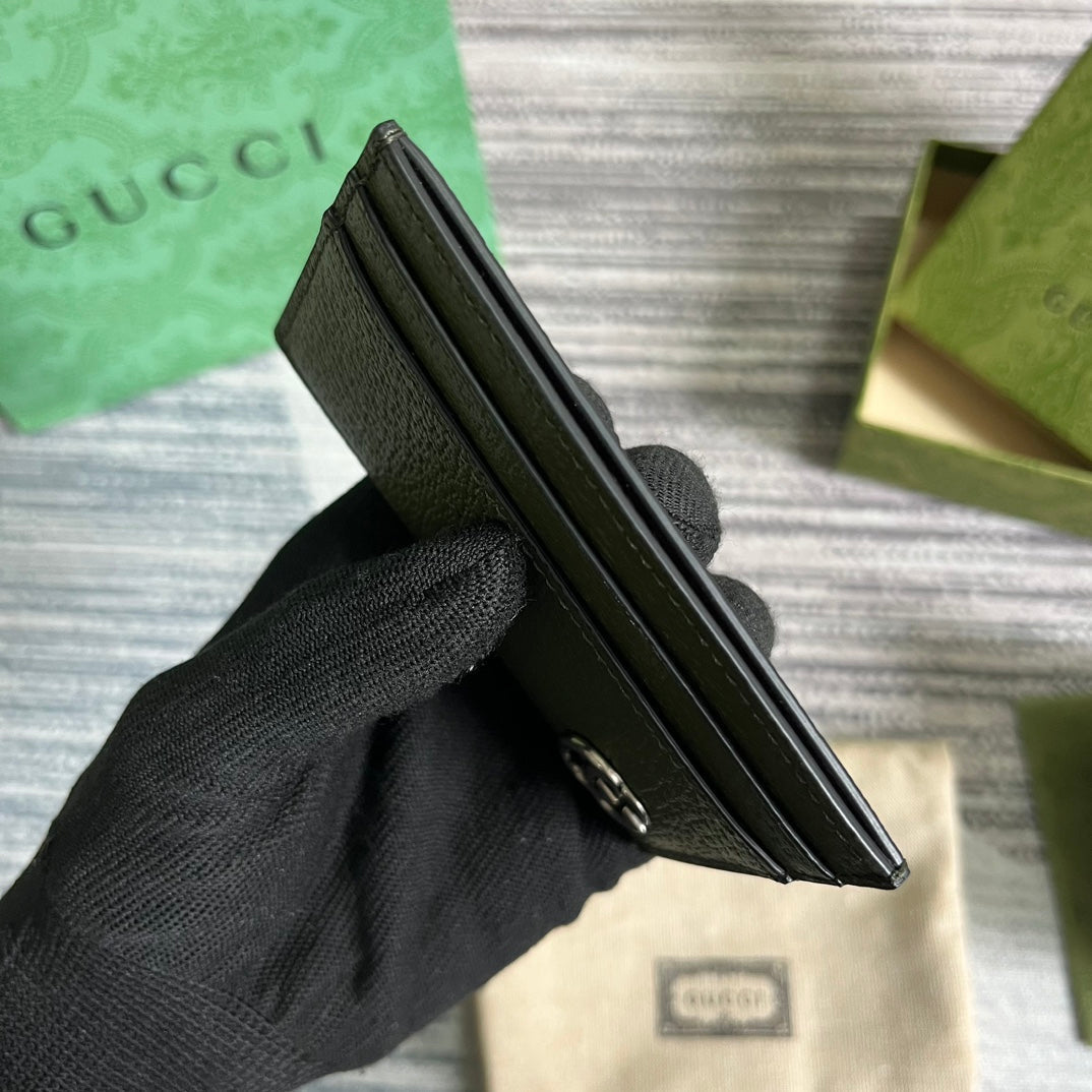 GUCCI MARMONT CARD HOLDER 11 IN ARMY GREEN LAMBSKIN