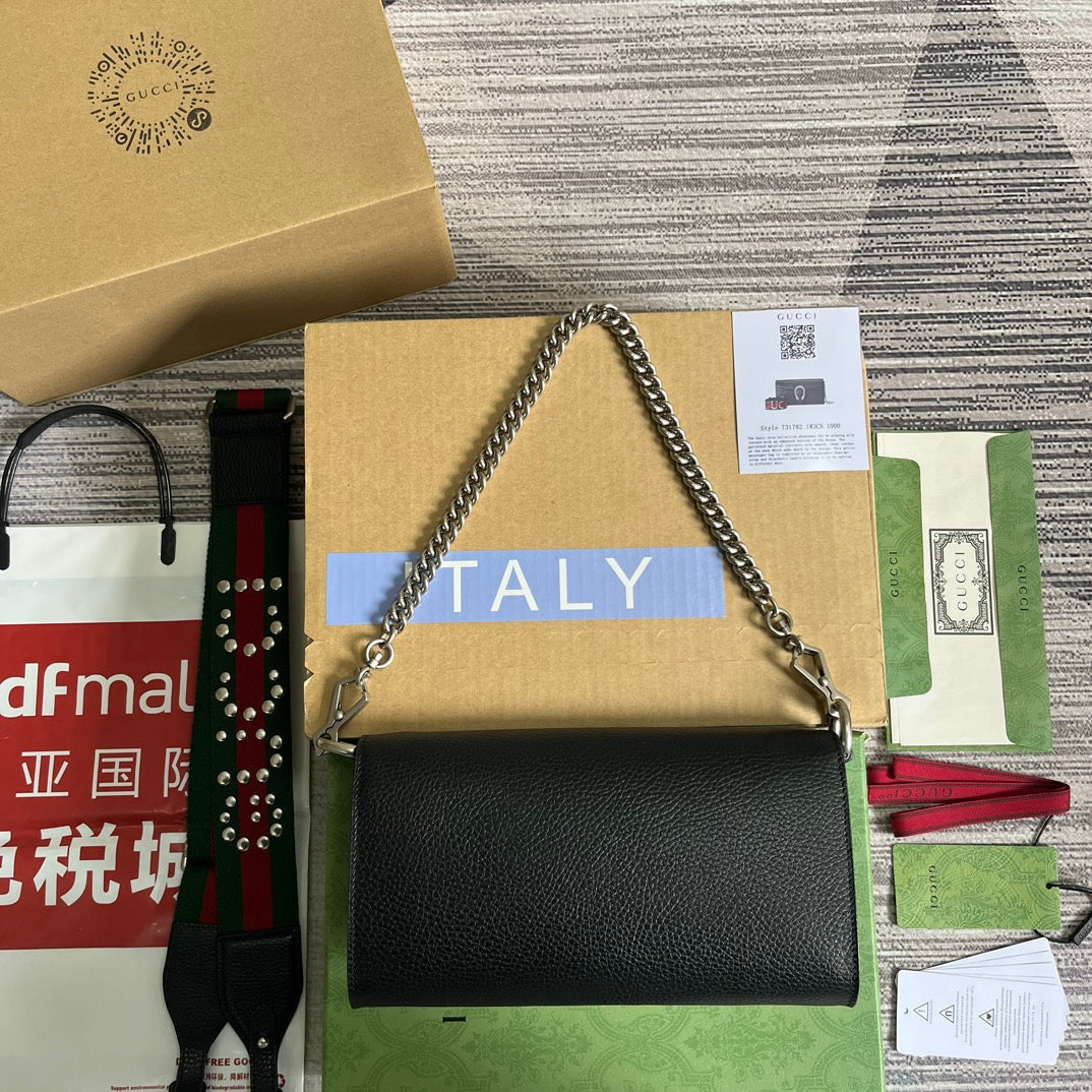 GUCCI DIONYSUS SMALL 25 BAG IN BLACK CALFSKIN