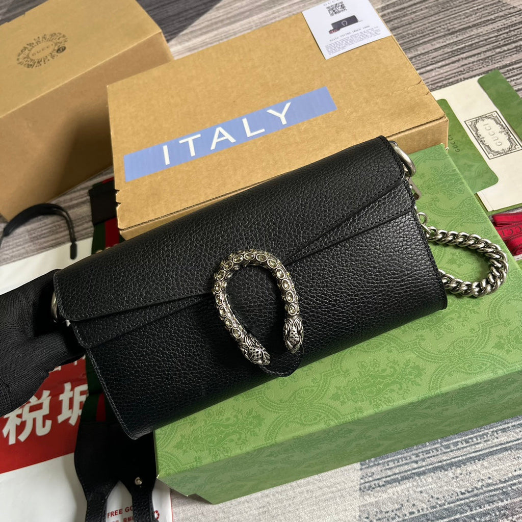 GUCCI DIONYSUS SMALL 25 BAG IN BLACK CALFSKIN