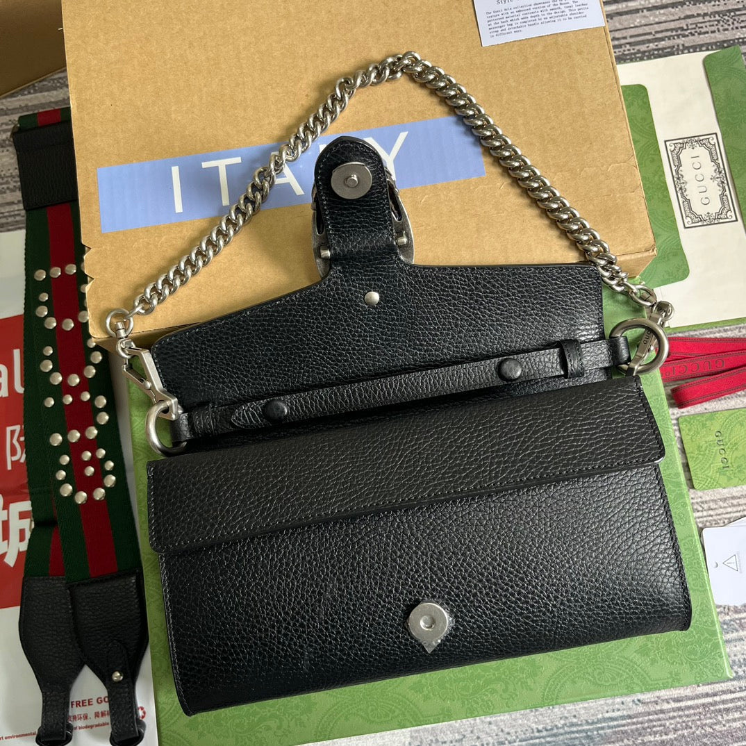GUCCI DIONYSUS SMALL 25 BAG IN BLACK CALFSKIN