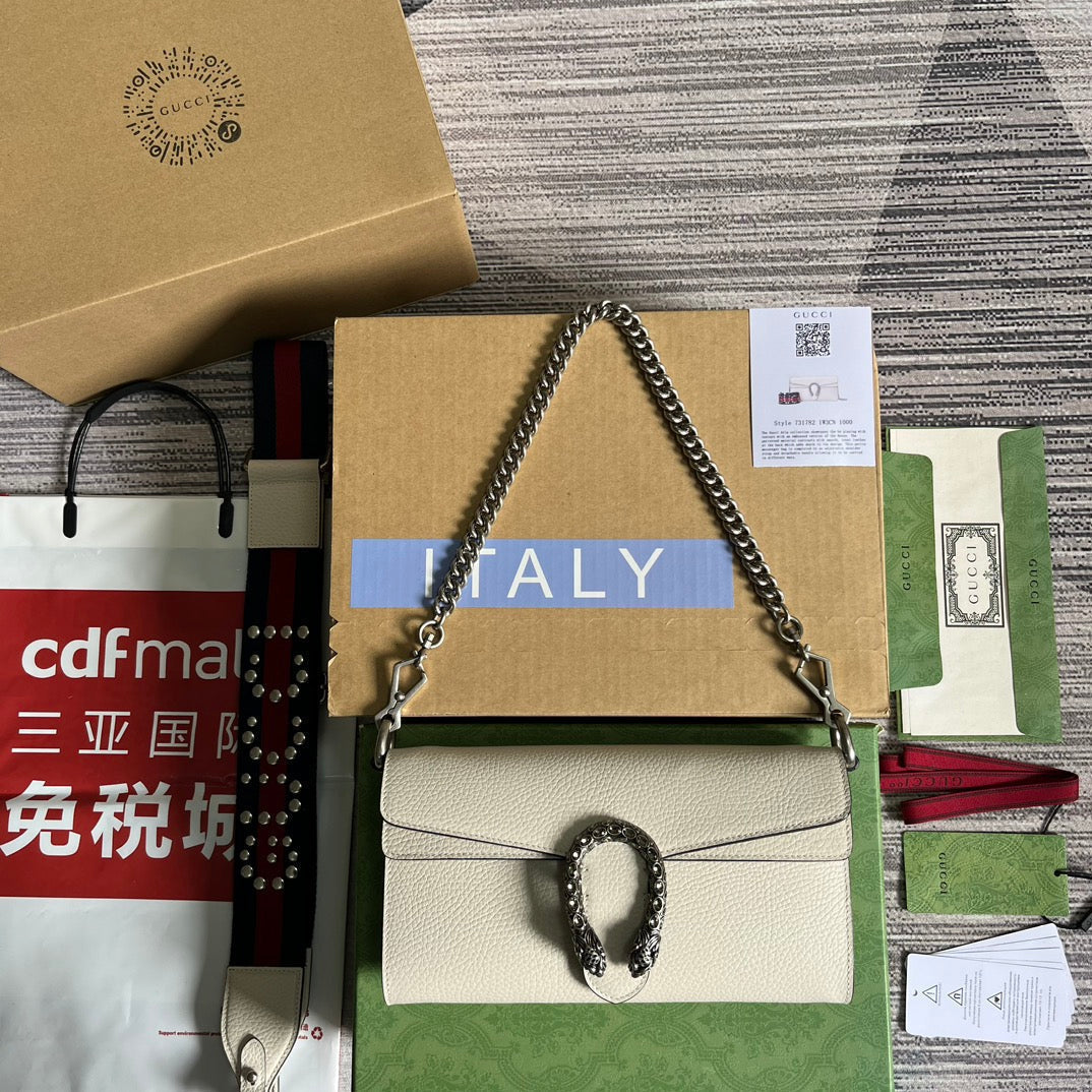 GUCCI DIONYSUS SMALL 25 BAG IN WHITE CALFSKIN