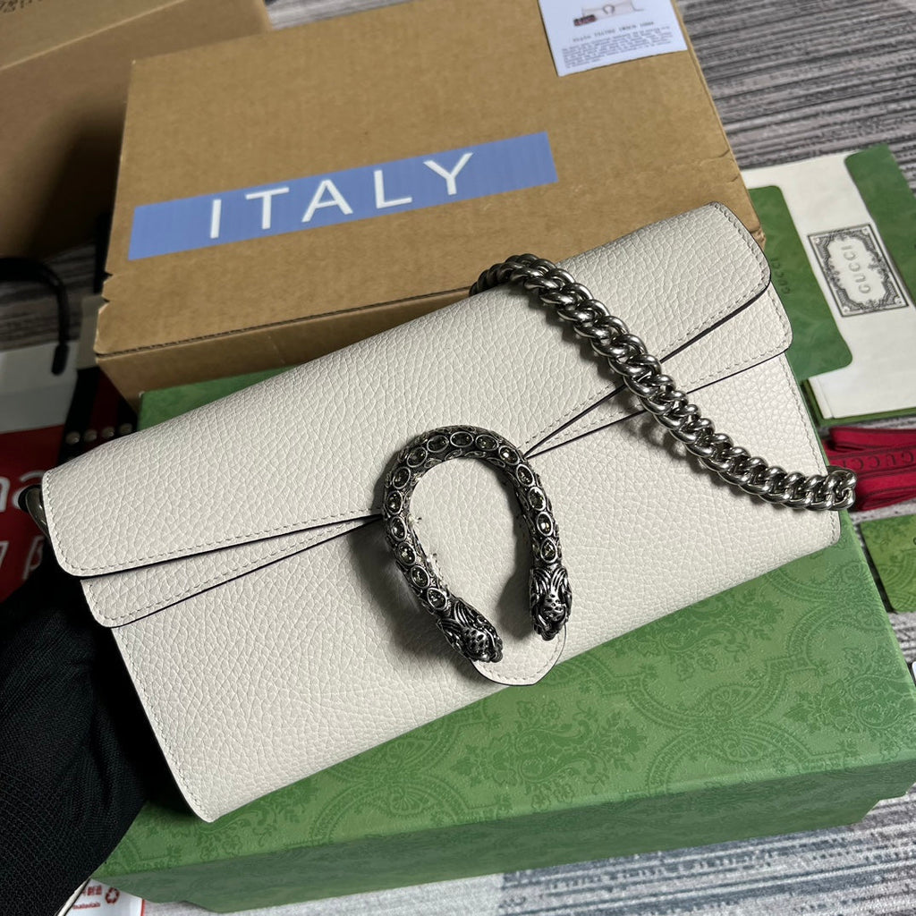 GUCCI DIONYSUS SMALL 25 BAG IN WHITE CALFSKIN