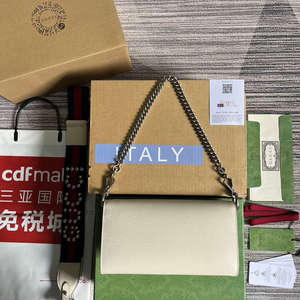 GUCCI DIONYSUS SMALL 25 BAG IN WHITE CALFSKIN