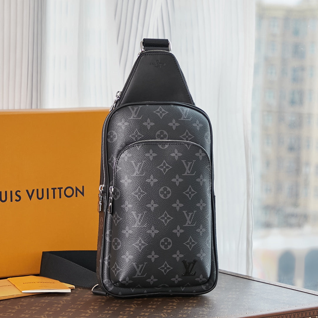LOUIS VUITTON AVENUE SLINGBAG 31 IN BLACK MONOGRAM ECLIPSE CANVAS