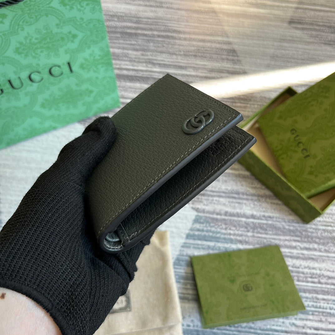 GUCCI MARMONT 11 BIFOLD WALLET IN PENTER GREY CALFSKIN