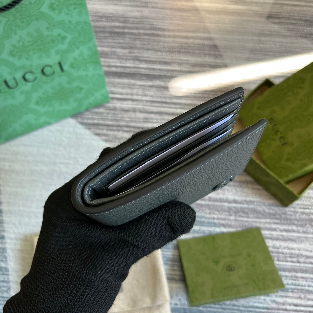 GUCCI MARMONT 11 BIFOLD WALLET IN PENTER GREY CALFSKIN