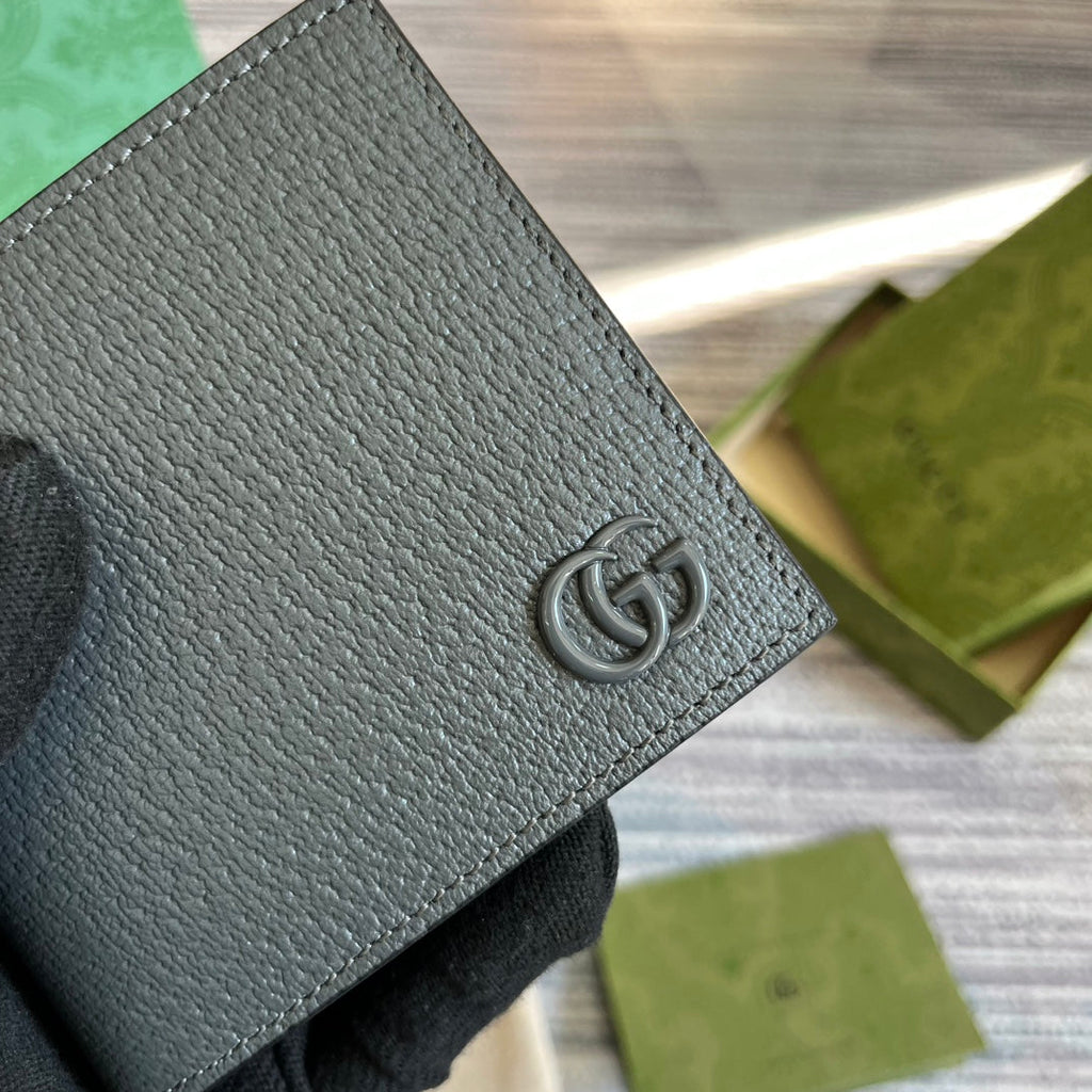 GUCCI MARMONT 11 BIFOLD WALLET IN PENTER GREY CALFSKIN