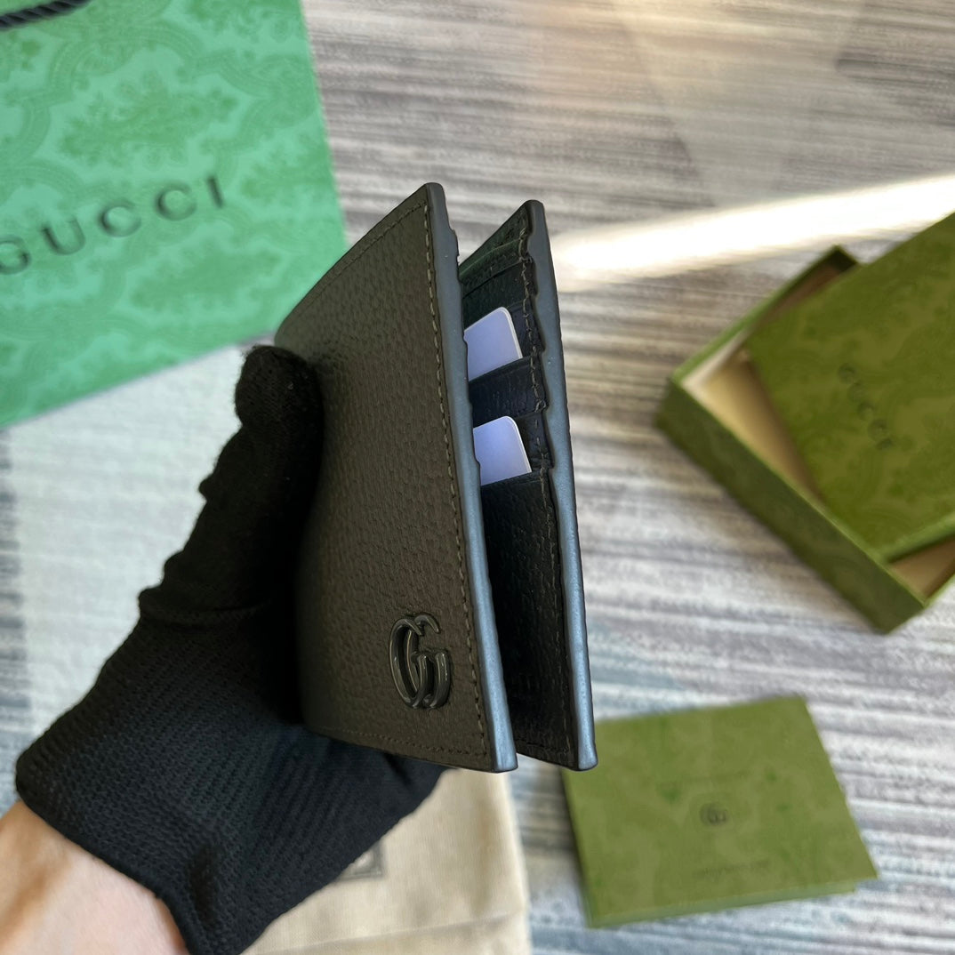 GUCCI MARMONT 11 BIFOLD WALLET IN PENTER GREY CALFSKIN
