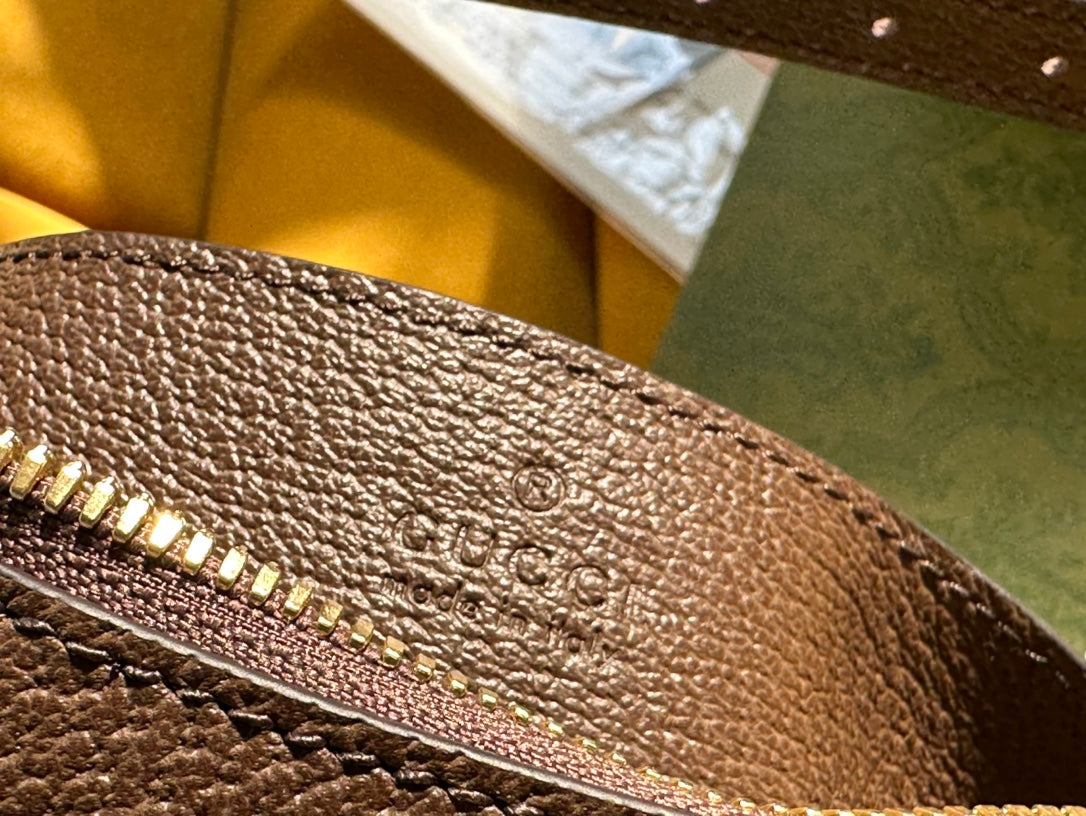 GUCCI OPHIDIA  SMALL 25 HANDBAG BEIGE AND EBONY PVC FABRIC